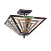 Image 2 : Mission 2 Light Blackish Bronze Semi-flush Ceiling Fixture 14" Wide