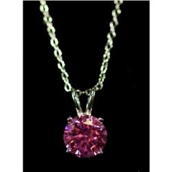 Pink Sapphire Solitaire Sterling Silver Necklace