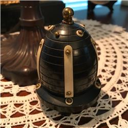 Rare 19thc Gutta Percha, Ivory & Brass Domed Parlor Trinket Display Case, Stand