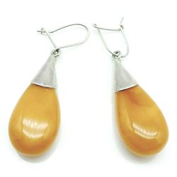 Baltic Eggyolk Butterscoth Amber & Sterling Earrings