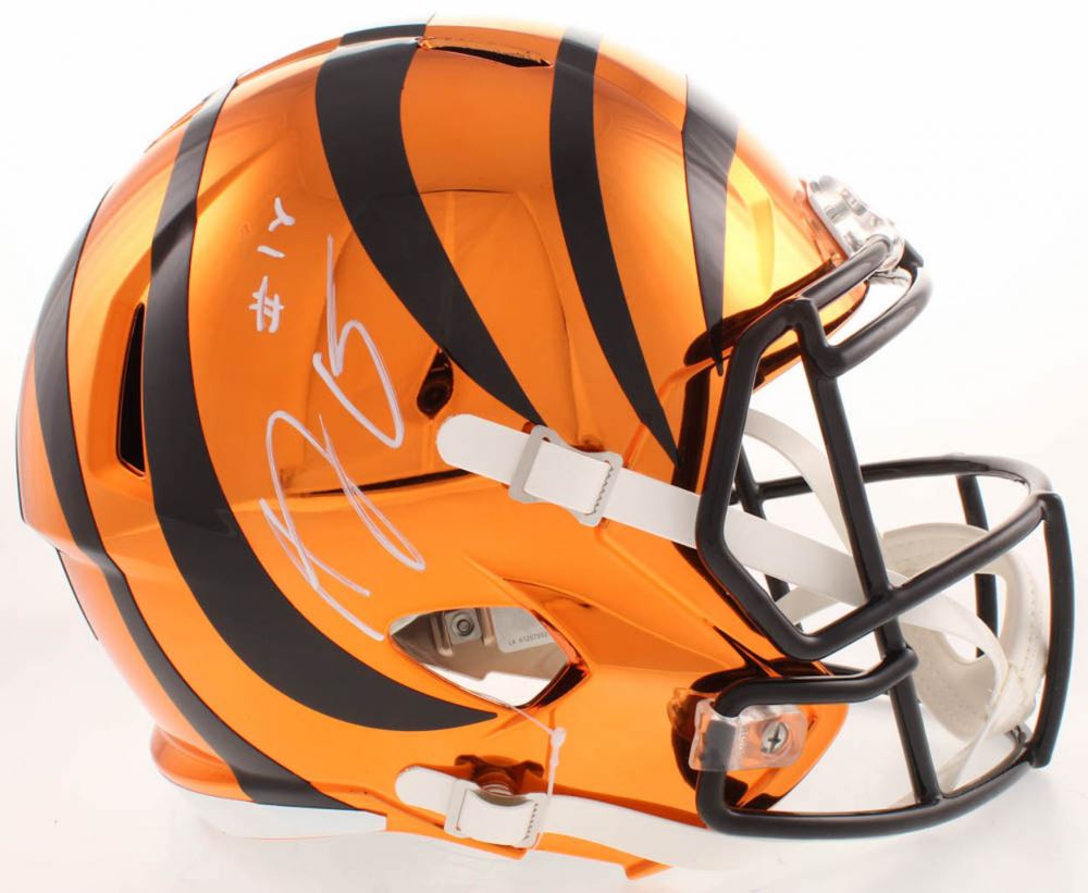 A J Green Signed Cincinnati Bengals Full Size Orange Chrome Speed Helmet Jsa Coa