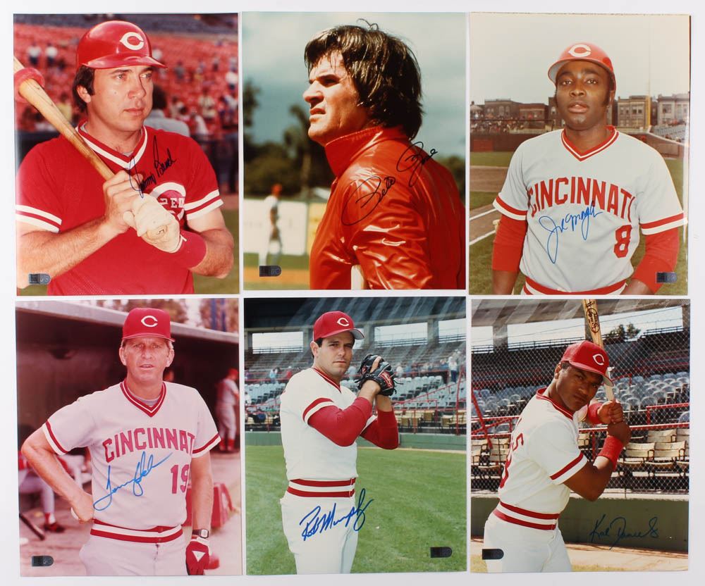 Lot Of 6 Signed Cincinnati Reds 8x10 Photos With Johnny Bench Pete Rose Joe Morgan Tommy Helms