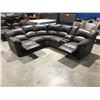 Image 2 : 3 PCE GRANITE GREY LEATHER UPHOLSTERED RECLINING SECTIONAL SOFA