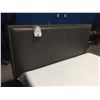 Image 2 : QUEEN SIZE GREY LEATHER UPHOLSTERED WITH METAL ACCENTS BEDFRAME (HEADBOARD, FOOTBOARD & RAILS)