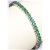 Image 2 : SILVER NATURAL EMERALDS(4.1CT) (9.95GM, 7.5") BRACELET