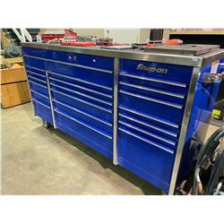 BLUE SNAP-ON  20 DRAWER MOBILE TOOL CABINET WITH STAINLESS TOP WITH TOOL CONTENTS