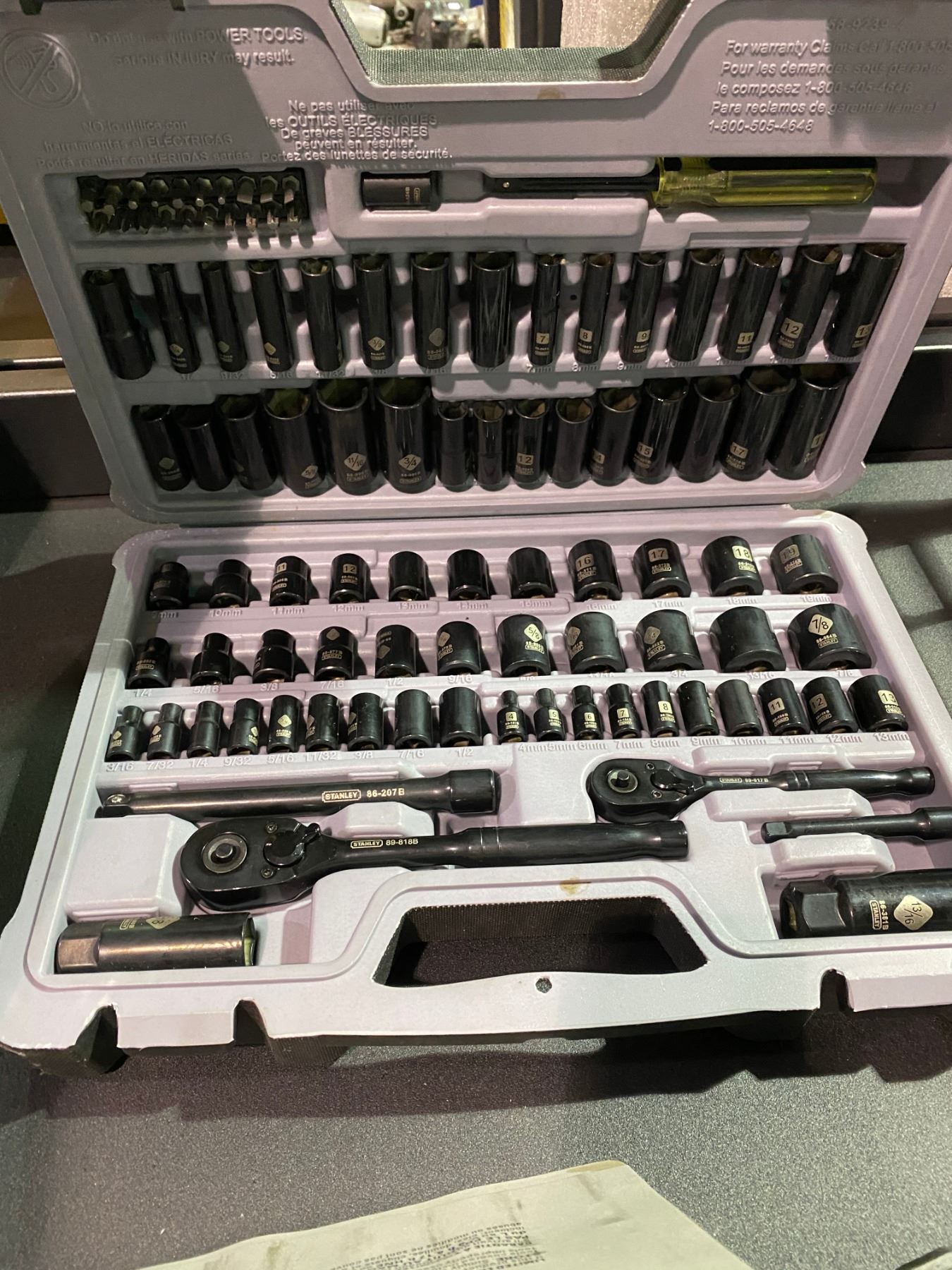 MASTERCRAFT HEX KEY SET & STANLEY 99 PIECE BLACK FINISH SOCKET SET AND ...