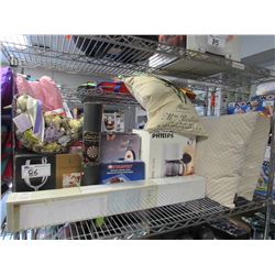 PHILIPS COFFEE MAKER, 3 THROW PILLOWS, 2 SETS OF BLINDS, STARFRIT ELECTRONIC KITCHEN SCALE, WINE
