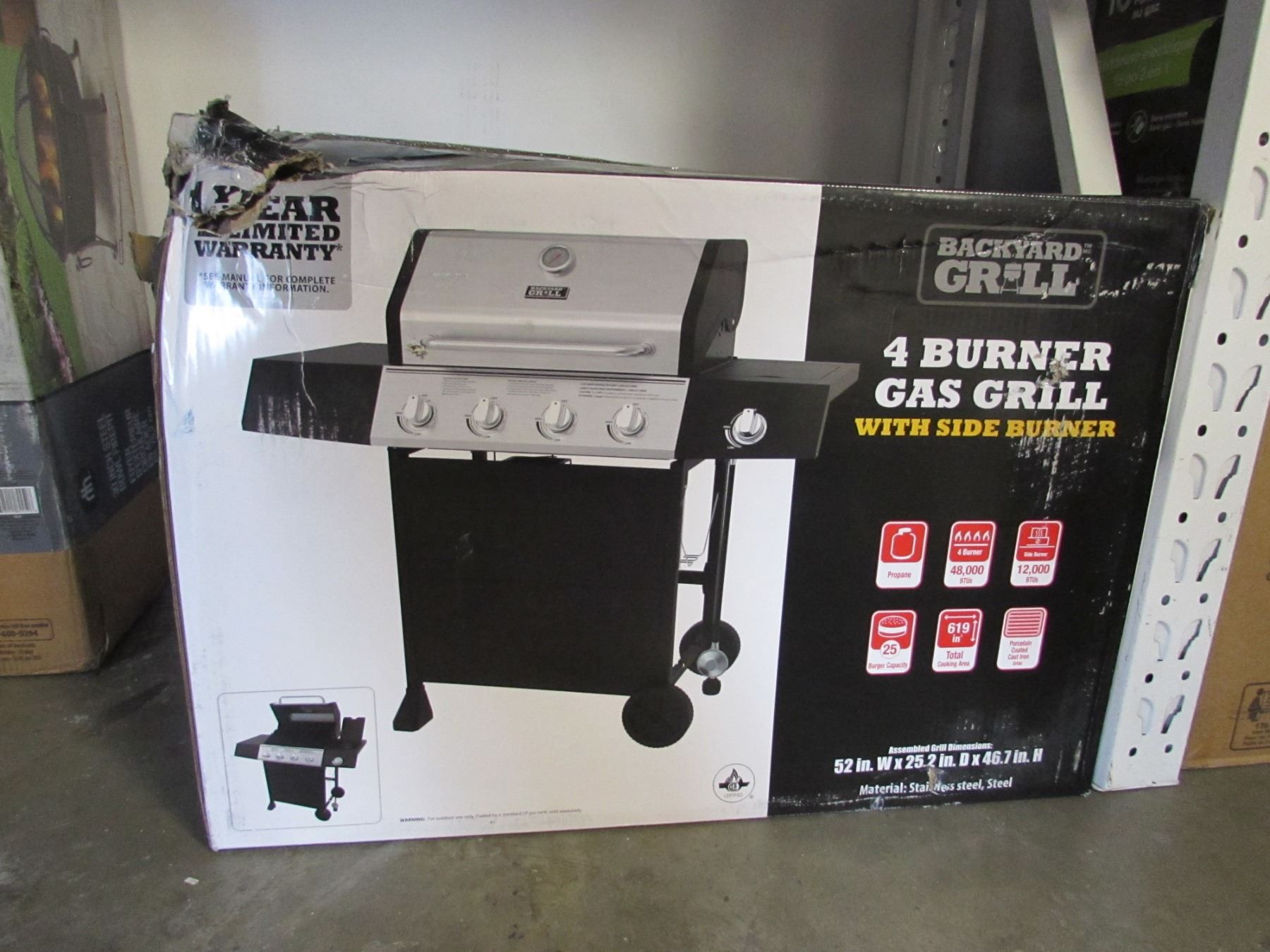 BACKYARD GRILL 4-BURNER GAS GRILL WITH SIDE BURNER - 35888913 1 BACKYARD GRILL 4-BURNER GAS GRILL WITH SIDE BURNER - 35888913 1