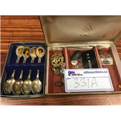 VINTAGE ROLEX CASE, MILITARY MEMORABILIA , ROYAL SPOON COLLECTION