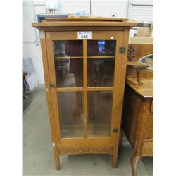 CARVED ANTIQUE DISPLAY  CABINET WITH SHELVES