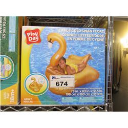 2 PLAYDAY LARGE GOLD SWAN FLOATIES