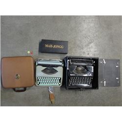 2 VINTAGE TYPEWRITERS & MAJONG SET