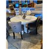Image 1 : WHITE ROUND TABLE WITH 4 GREY FABRIC CHAIRS