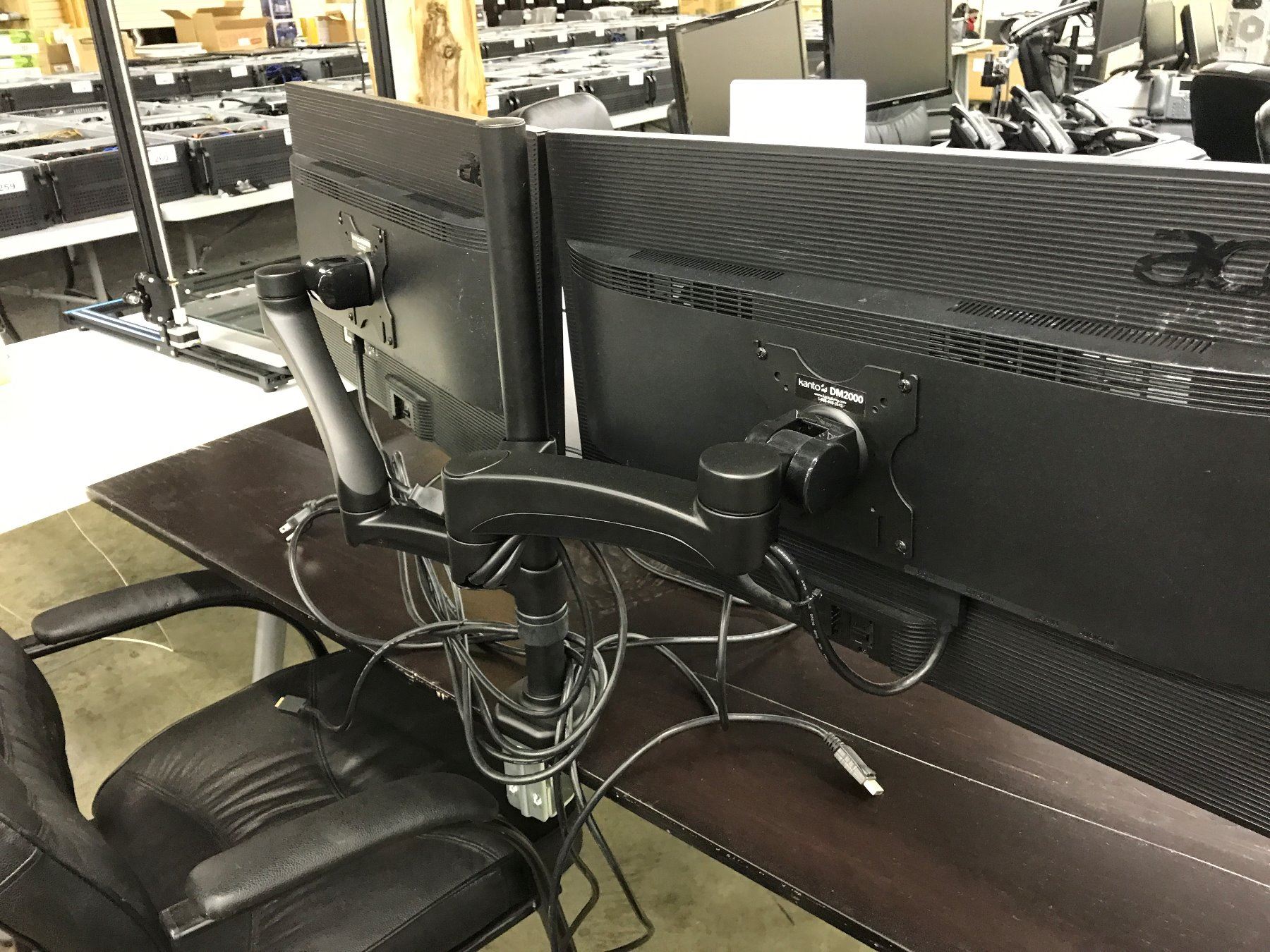2 ACER MONITORS AND 1 DESKTOP MONITOR STAND