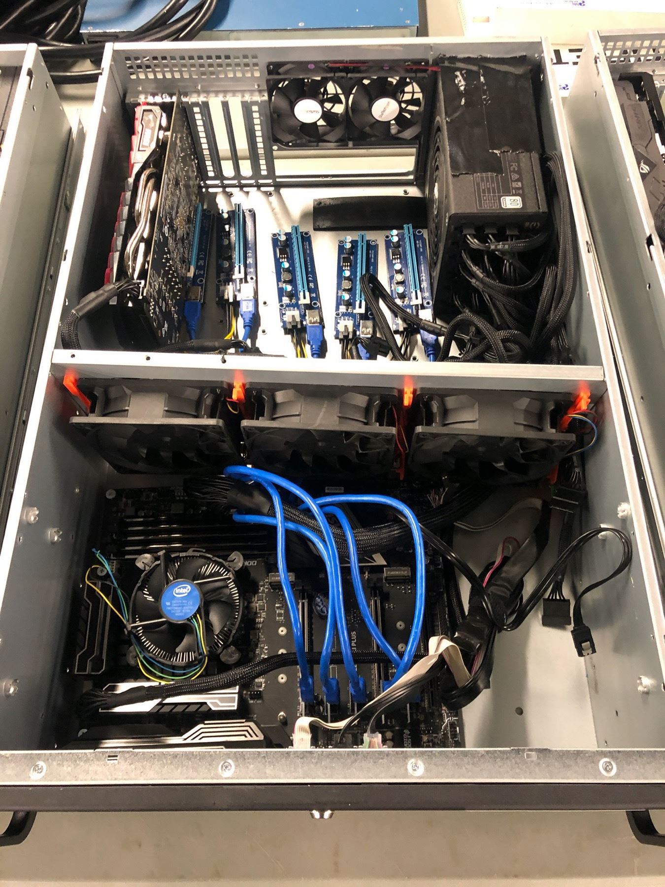 4-U RACK MOUNT COMPUTER SYSTEM WITH Z 270 MAINBOARD, RX 570 GPU, 1200 ...