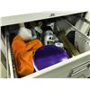 Image 2 : GREY 4 DRAWER VERTICAL FILE CABINET AND MISC. SUPPLIES