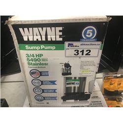 WAYNE 3/4 HP SUMP PUMP MODEL CDU980E