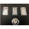 Image 2 : 3 SILVER BARS AND USA SILVER COIN