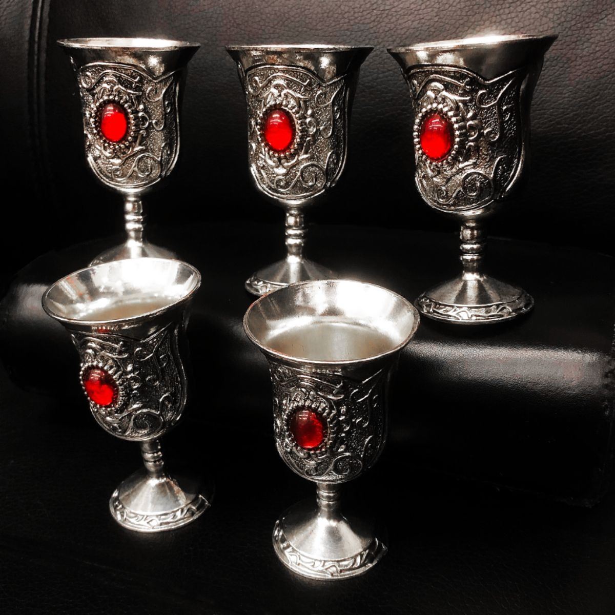 Set Of 5 Gothic Shot Glasses