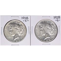 Lot of (2) 1928-S $1 Peace Silver Dollar Coins