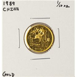 1989 China Panda 1/10 oz Gold Coin