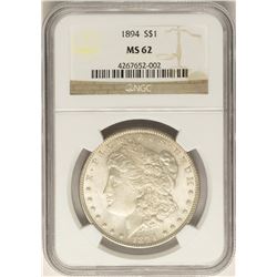 1894 $1 Morgan Silver Dollar Coin NGC MS62