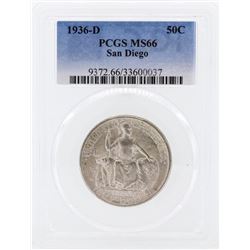 1936-D San Diego Commemorative Half Dollar Coin PCGS MS66