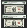 Image 1 : Lot of (2) Consecutive 1953C $2 Legal Tender Notes Fr.1512 PMG Gem Uncirculated 66EPQ