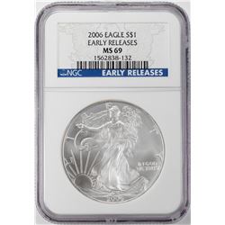 2006 $1 American Silver Eagle Coin NGC MS69 Early Releases