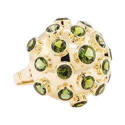18KT Yellow Gold 5.00 ctw Green Tourmaline Dome Ring