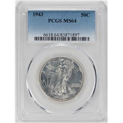 1943 Walking Liberty Half Dollar Coin PCGS MS64