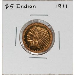 1911 $5 Indian Head Half Eagle Gold Coin