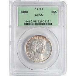 1898 Barber Half Dollar Coin PCGS AU55 Old Green Holder