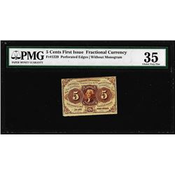 1862 5 Cent First Issue Fractional Currency Note Fr.1229 PMG Choice Very Fine 35