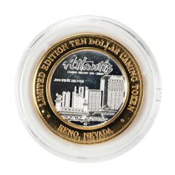 .999 Fine Silver Atlantis Casino & Resort Reno, NV $10 Limited Edition Gaming Token