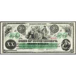 1872 $20 State of South Carolina Revenue Bond Obsolete Note
