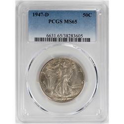 1947-D Walking Liberty Half Dollar Coin PCGS MS65