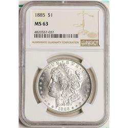 1885 $1 Morgan Silver Dollar Coin NGC MS63