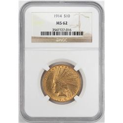 1914 $10 Indian Head Eagle Gold Coin NGC MS62
