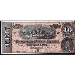 1864 $10 Confederate States of America Note