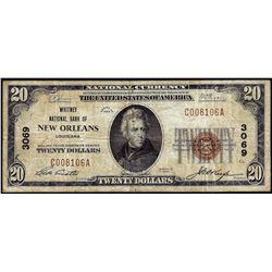 1929 $20 NB New Orleans, LA CH# 3069 National Currency Note