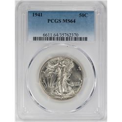 1941 Walking Liberty Half Dollar Coin PCGS MS64