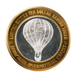 .999 Silver Reno/Tahoe International Airport $10 Casino Limited Edition Gaming Token