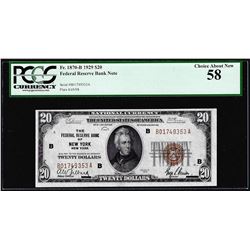 1929 $20 Federal Reserve Bank Note New York Fr.1870-B PCGS Choice About New 58