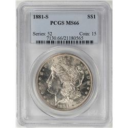 1881-S $1 Morgan Silver Dollar Coin PCGS MS66