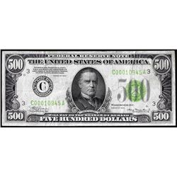 1934 $500 Federal Reserve Note Philadelphia