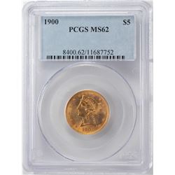 1900 $5 Liberty Head Half Eagle Gold Coin PCGS MS62