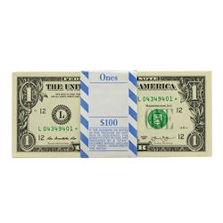 Pack of (100) Consecutive 2013 $1 Federal Reserve Star Notes San Francisco