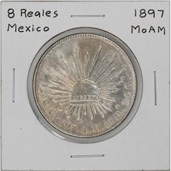 1897 MO AM Mexico 8 Reales Caps & Rays Silver Coin